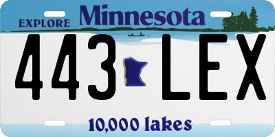 MN license plate 443LEX