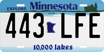 MN license plate 443LFE