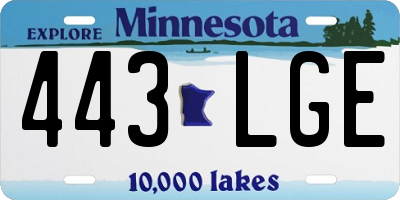 MN license plate 443LGE