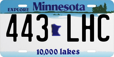 MN license plate 443LHC