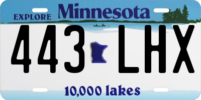 MN license plate 443LHX