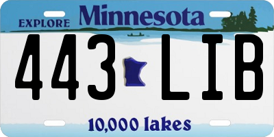 MN license plate 443LIB