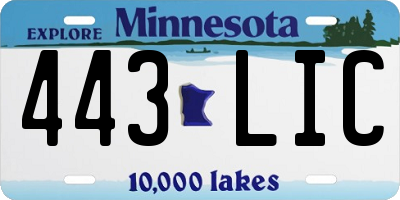 MN license plate 443LIC