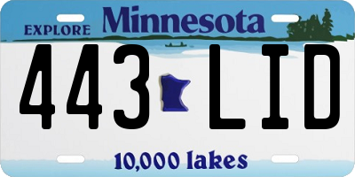 MN license plate 443LID