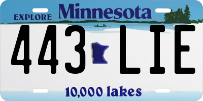 MN license plate 443LIE