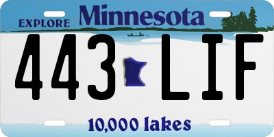 MN license plate 443LIF
