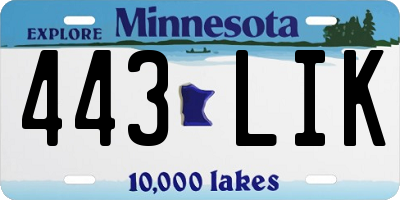 MN license plate 443LIK