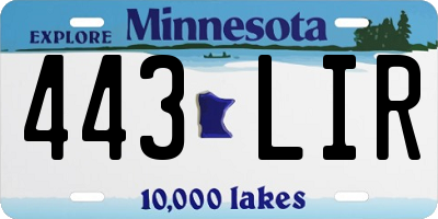 MN license plate 443LIR