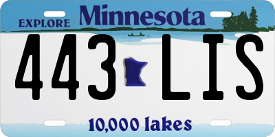 MN license plate 443LIS