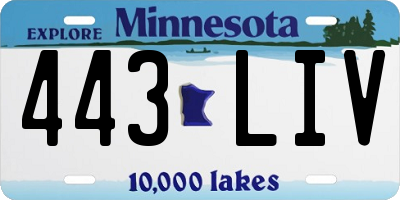 MN license plate 443LIV