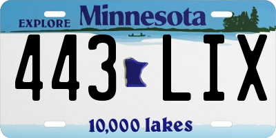 MN license plate 443LIX