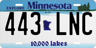 MN license plate 443LNC