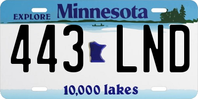 MN license plate 443LND