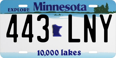 MN license plate 443LNY