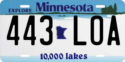 MN license plate 443LOA
