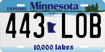 MN license plate 443LOB