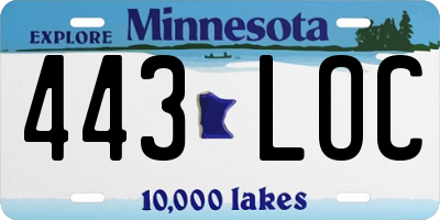 MN license plate 443LOC
