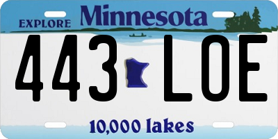 MN license plate 443LOE