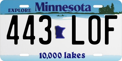 MN license plate 443LOF