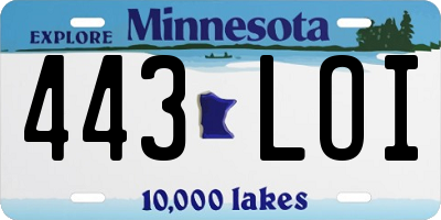 MN license plate 443LOI