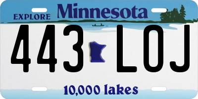 MN license plate 443LOJ