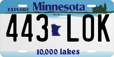 MN license plate 443LOK