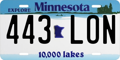 MN license plate 443LON