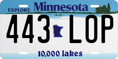MN license plate 443LOP