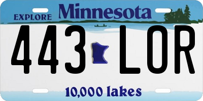 MN license plate 443LOR