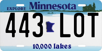 MN license plate 443LOT