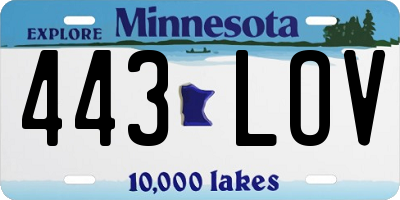 MN license plate 443LOV