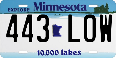 MN license plate 443LOW