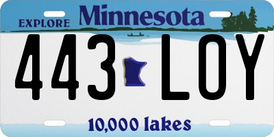 MN license plate 443LOY