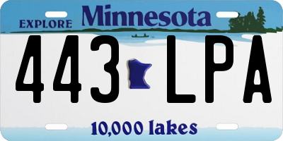 MN license plate 443LPA
