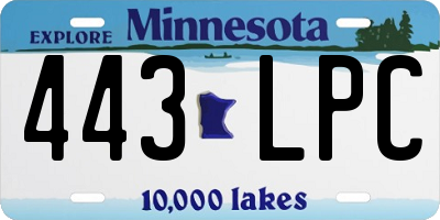 MN license plate 443LPC