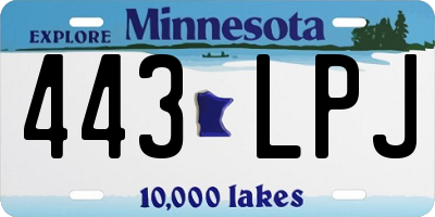 MN license plate 443LPJ