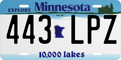 MN license plate 443LPZ