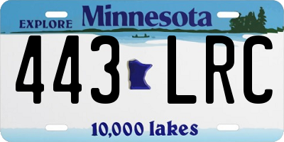 MN license plate 443LRC