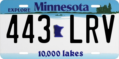 MN license plate 443LRV