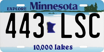 MN license plate 443LSC