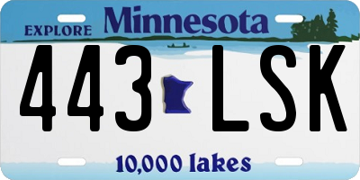 MN license plate 443LSK
