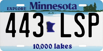 MN license plate 443LSP