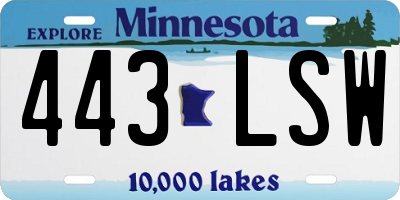 MN license plate 443LSW