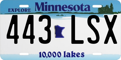 MN license plate 443LSX