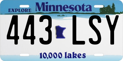 MN license plate 443LSY