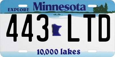 MN license plate 443LTD