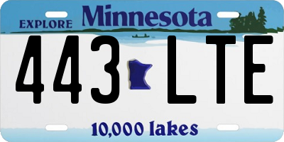 MN license plate 443LTE