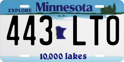 MN license plate 443LTO