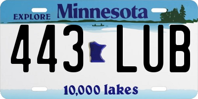 MN license plate 443LUB