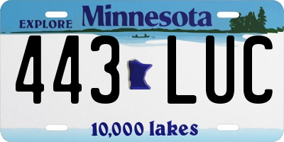 MN license plate 443LUC
